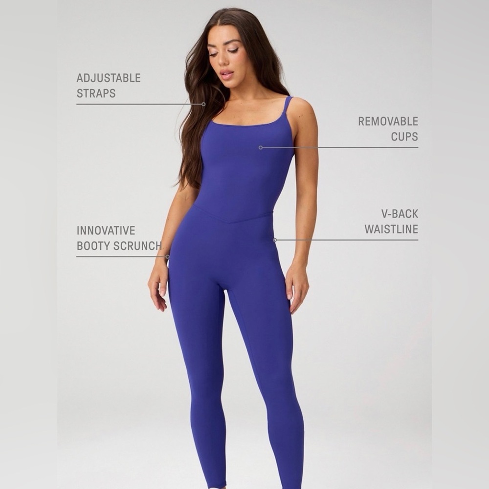 Fabletic Blue V-Back Jumpsuit with Adjustable Straps